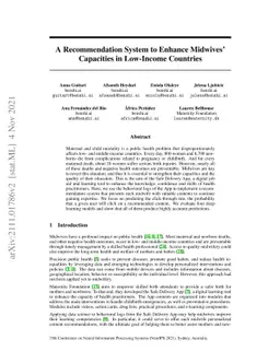 A Recommendation System to Enhance Midwives' Capacities in Low-Income
  Countries