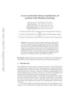 A new method for binary classification of proteins with Machine Learning