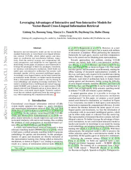 Leveraging Advantages of Interactive and Non-Interactive Models for
  Vector-Based Cross-Lingual Information Retrieval