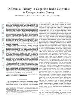 Differential Privacy in Cognitive Radio Networks: A Comprehensive Survey