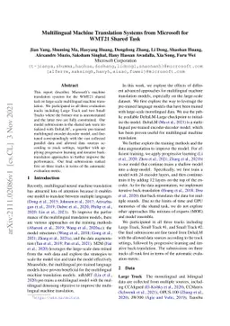 Multilingual Machine Translation Systems from Microsoft for WMT21 Shared
  Task