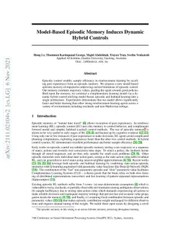 Model-Based Episodic Memory Induces Dynamic Hybrid Controls