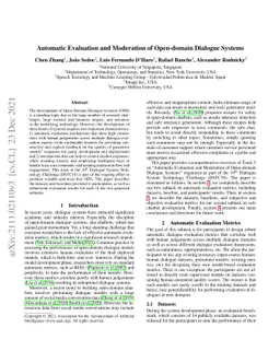 Automatic Evaluation and Moderation of Open-domain Dialogue Systems