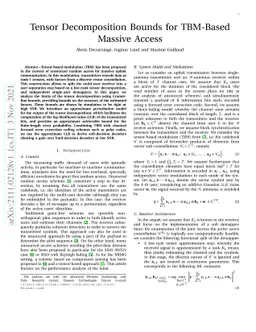 Tensor Decomposition Bounds for TBM-Based Massive Access
