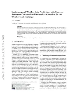 Spatiotemporal Weather Data Predictions with Shortcut
  Recurrent-Convolutional Networks: A Solution for the Weather4cast challenge