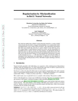 Regularization by Misclassification in ReLU Neural Networks