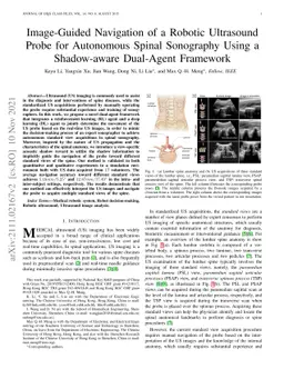 Image-Guided Navigation of a Robotic Ultrasound Probe for Autonomous
  Spinal Sonography Using a Shadow-aware Dual-Agent Framework
