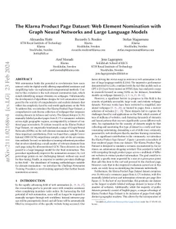 The Klarna Product Page Dataset: Web Element Nomination with Graph
  Neural Networks and Large Language Models