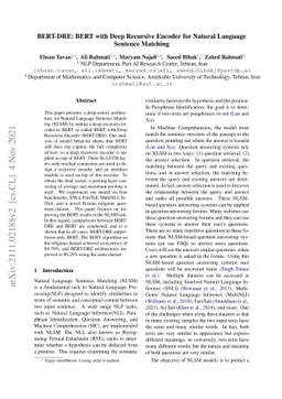 BERT-DRE: BERT with Deep Recursive Encoder for Natural Language Sentence
  Matching