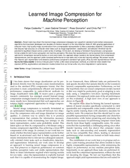 Learned Image Compression for Machine Perception