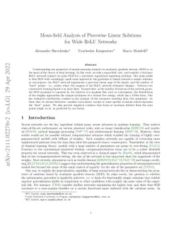 Mean-field Analysis of Piecewise Linear Solutions for Wide ReLU Networks