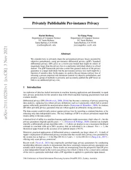 Privately Publishable Per-instance Privacy