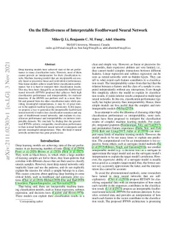 On the Effectiveness of Interpretable Feedforward Neural Network