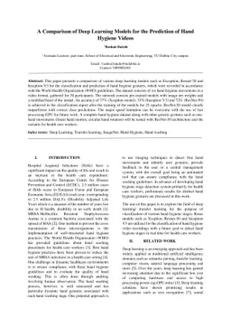 A Comparison of Deep Learning Models for the Prediction of Hand Hygiene
  Videos