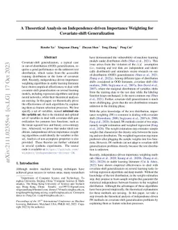 A Theoretical Analysis on Independence-driven Importance Weighting for
  Covariate-shift Generalization