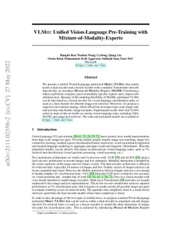 VLMo: Unified Vision-Language Pre-Training with
  Mixture-of-Modality-Experts