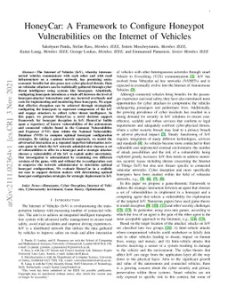 HoneyCar: A Framework to Configure Honeypot Vulnerabilities on the
  Internet of Vehicles