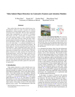 Video Salient Object Detection via Contrastive Features and Attention
  Modules