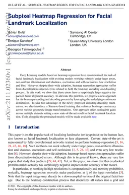 Subpixel Heatmap Regression for Facial Landmark Localization