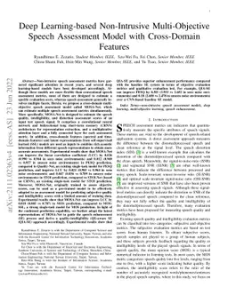 Deep Learning-based Non-Intrusive Multi-Objective Speech Assessment
  Model with Cross-Domain Features