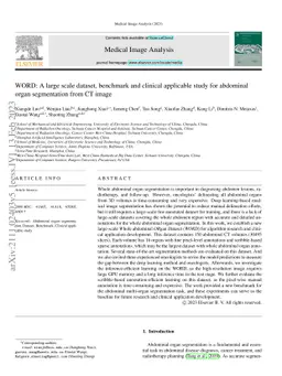 WORD: A large scale dataset, benchmark and clinical applicable study for
  abdominal organ segmentation from CT image