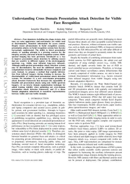 Understanding Cross Domain Presentation Attack Detection for Visible
  Face Recognition