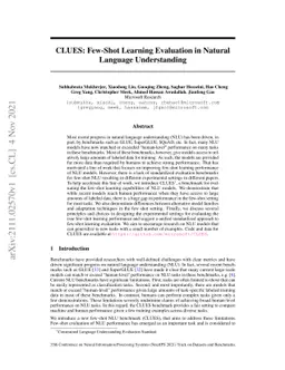 CLUES: Few-Shot Learning Evaluation in Natural Language Understanding