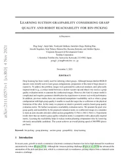 Learning suction graspability considering grasp quality and robot
  reachability for bin-picking
