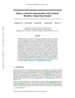 Qimera: Data-free Quantization with Synthetic Boundary Supporting
  Samples