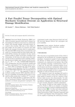 A Fast Parallel Tensor Decomposition with Optimal Stochastic Gradient
  Descent: an Application in Structural Damage Identification