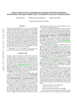 A Fine-tuned Wav2vec 2.0/HuBERT Benchmark For Speech Emotion
  Recognition, Speaker Verification and Spoken Language Understanding