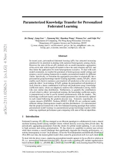 Parameterized Knowledge Transfer for Personalized Federated Learning
