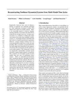 Reconstructing Nonlinear Dynamical Systems from Multi-Modal Time Series