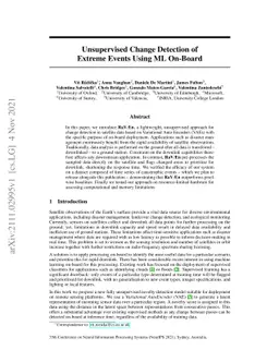 Unsupervised Change Detection of Extreme Events Using ML On-Board
