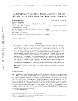 Global Optimality and Finite Sample Analysis of Softmax Off-Policy Actor Critic under State Distribution Mismatch