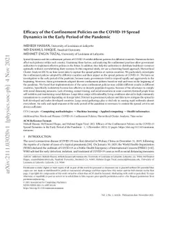 Efficacy the of Confinement Policies on the COVID-19 Spread Dynamics in
  the Early Period of the Pandemic