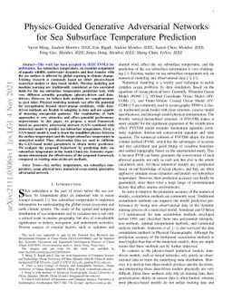 Physics-Guided Generative Adversarial Networks for Sea Subsurface
  Temperature Prediction