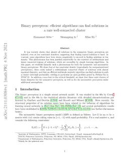 Binary perceptron: efficient algorithms can find solutions in a rare
  well-connected cluster