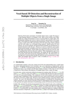 Voxel-based 3D Detection and Reconstruction of Multiple Objects from a
  Single Image