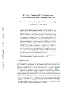 ExClus: Explainable Clustering on Low-dimensional Data Representations