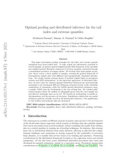 Optimal pooling and distributed inference for the tail index and extreme
  quantiles