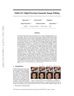 EditGAN: High-Precision Semantic Image Editing