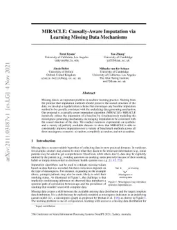 MIRACLE: Causally-Aware Imputation via Learning Missing Data Mechanisms