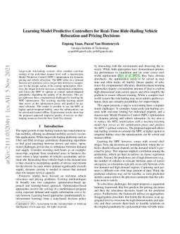 Learning Model Predictive Controllers for Real-Time Ride-Hailing Vehicle
  Relocation and Pricing Decisions