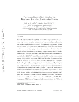 Fast Camouflaged Object Detection via Edge-based Reversible
  Re-calibration Network