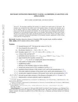 Boundary Estimation from Point Clouds: Algorithms, Guarantees and
  Applications