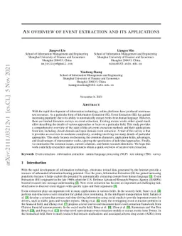 An overview of event extraction and its applications