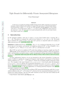 Tight Bounds for Differentially Private Anonymized Histograms