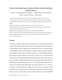 Remote Sensing Image Super-resolution and Object Detection: Benchmark
  and State of the Art