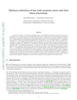 Minimax estimation of low-rank quantum states and their linear
  functionals